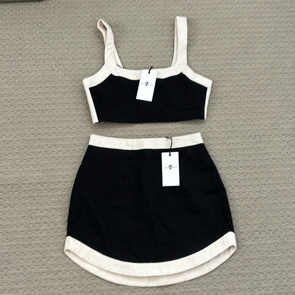 7 For All Mankind Mixed Linen Cropped Tank and Skirt Set NWT - Picture 3 of 9